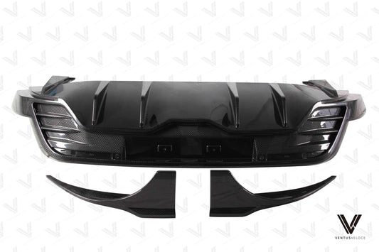 Porsche Taycan & Cross Turismo Base/4/4S/GTS 2020 2021 2022 2023 2024 with Aftermarket Parts - Rear Diffuser Pre-preg Carbon Fiber from Ventus Veloce