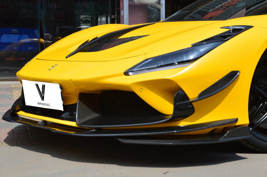 Ferrari F8 Tributo Spider 2020 2021 2022 2023 with Aftermarket Parts - Front Air Intake Trim Pre-preg Carbon Fiber from Ventus Veloce