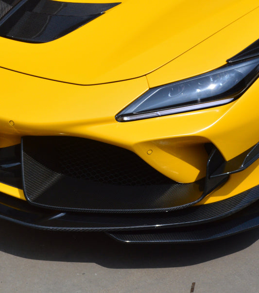 Ferrari F8 Tributo Spider 2020 2021 2022 2023 with Aftermarket Parts - Front Air Intake Trim Pre-preg Carbon Fiber from Ventus Veloce