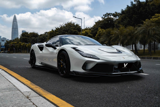 Ferrari F8 Tributo Spider 2020 2021 2022 2023 with Aftermarket Parts - Front Air Intake Trim Pre-preg Carbon Fiber from Ventus Veloce