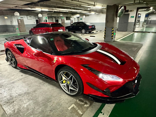 Ferrari F8 Tributo Spider 2020 2021 2022 2023 with Aftermarket Parts - Front Air Intake Trim Pre-preg Carbon Fiber from Ventus Veloce