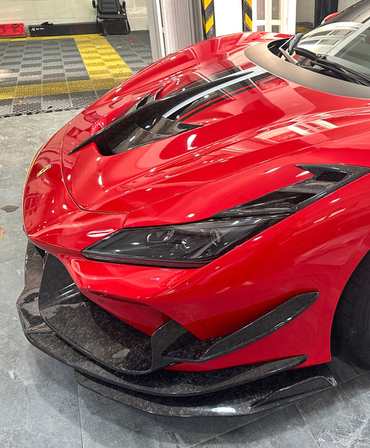 Ferrari F8 Tributo Spider 2020 2021 2022 2023 with Aftermarket Parts - Front Air Intake Trim Pre-preg Carbon Fiber from Ventus Veloce