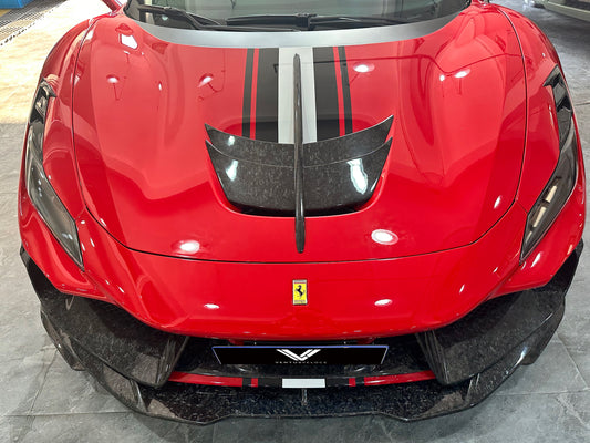 Ferrari F8 Tributo Spider 2020 2021 2022 2023 with Aftermarket Parts - Front Air Intake Trim Pre-preg Carbon Fiber from Ventus Veloce