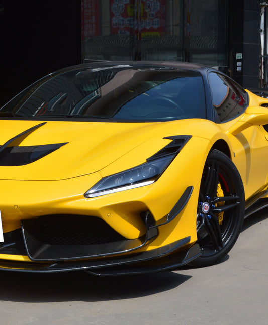 Ferrari F8 Tributo Spider 2020 2021 2022 2023 with Aftermarket Parts - Front Canards Pre-preg Carbon Fiber from Ventus Veloce