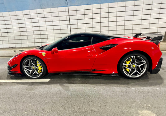 Ferrari F8 Tributo Spider 2020 2021 2022 2023 with Aftermarket Parts - Front Canards Pre-preg Carbon Fiber from Ventus Veloce