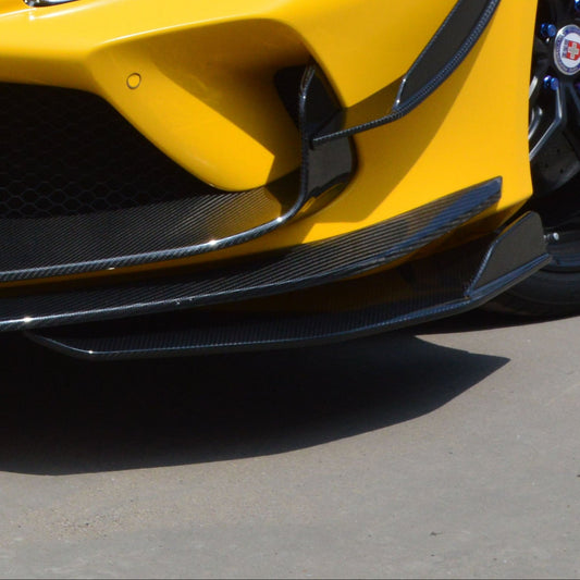 Ferrari F8 Tributo Spider 2020 2021 2022 2023 with Aftermarket Parts - Front Corner Splitter Pre-preg Carbon Fiber from Ventus Veloce