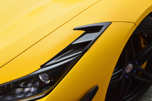 Ferrari F8 Tributo Spider 2020 2021 2022 2023 with Aftermarket Parts - Front Headlight Vent Trims Pre-preg Carbon Fiber from Ventus Veloce