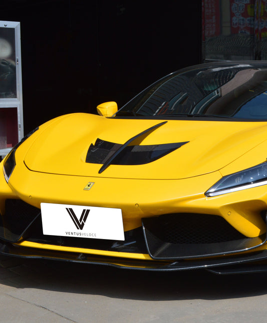 Ferrari F8 Tributo Spider 2020 2021 2022 2023 with Aftermarket Parts - Hood Vent Trim Pre-preg Carbon Fiber from Ventus Veloce