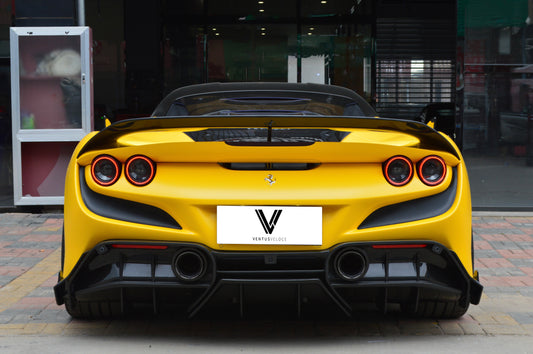 Ferrari F8 Tributo Spider 2020 2021 2022 2023 with Aftermarket Parts - Rear Diffuser & Canards Carbon Fiber from Ventus Veloce