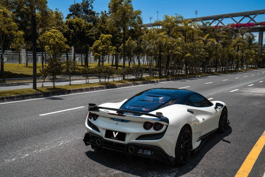 Ferrari F8 Tributo Spider 2020 2021 2022 2023 with Aftermarket Parts - Rear Diffuser & Canards Carbon Fiber from Ventus Veloce