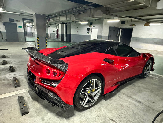 Ferrari F8 Tributo Spider 2020 2021 2022 2023 with Aftermarket Parts - Rear Diffuser & Canards Carbon Fiber from Ventus Veloce