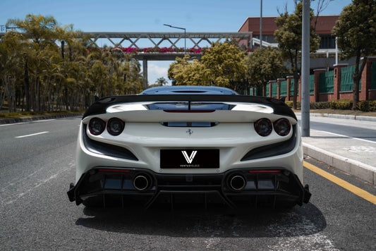 Ferrari F8 Tributo Spider 2020 2021 2022 2023 with Aftermarket Parts - Rear Diffuser & Canards Carbon Fiber from Ventus Veloce