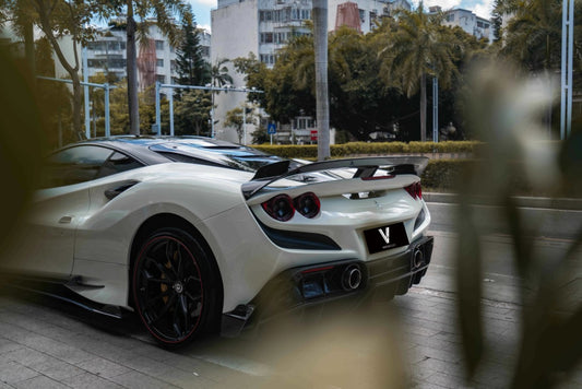 Ferrari F8 Tributo Spider 2020 2021 2022 2023 with Aftermarket Parts - Rear Spoiler Wing Pre-preg Carbon Fiber from Ventus Veloce
