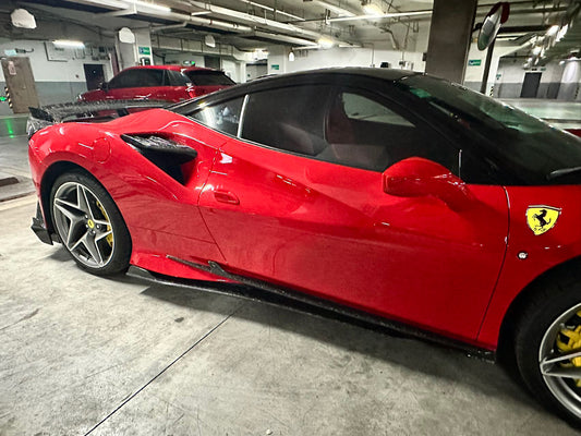 Ferrari F8 Tributo Spider 2020 2021 2022 2023 with Aftermarket Parts - Side Skirts Pre-preg Carbon Fiber from Ventus Veloce