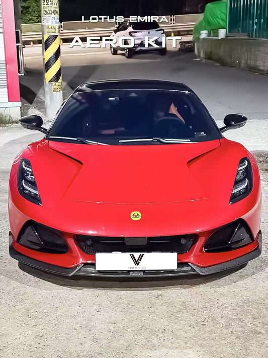 Lotus Emira 3.6 V6 2.0 Four-cylinder 2022-ON with Aftermarket Parts - Front Lip Pre-preg Carbon Fiber from Ventus Veloce