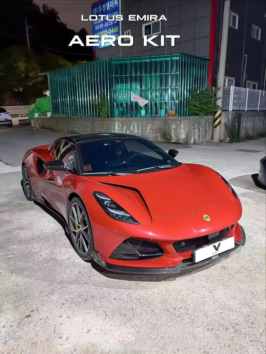 Lotus Emira 3.6 V6 2.0 Four-cylinder 2022-ON with Aftermarket Parts - Front Lip Pre-preg Carbon Fiber from Ventus Veloce