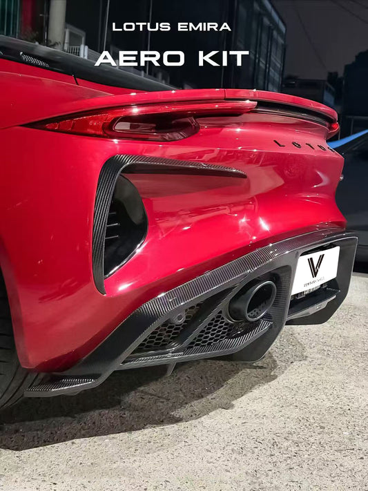 Lotus Emira 3.6 V6 2.0 Four-cylinder 2022-ON with Aftermarket Parts - Rear Bumper Canards Pre-preg Carbon Fiber from Ventus Veloce