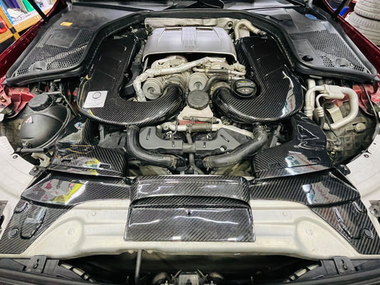 Mercedes Benz C63 AMG W205 2015 2016 2017 2018 2019 2020 2021 2022 2023 with Aftermarket Parts - Air Intake Systems Pre-preg Carbon Fiber from Ventus Veloce