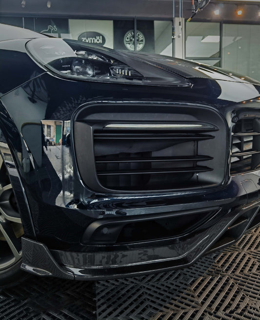 Porsche Cayenne 9Y0 9Y0.1 9Y3 9Y3.1 2019 2020 2021 2022 2023 Base/S (fitment not suitable for bumpers with sport design package) with Aftermarket Parts - Front Lip Pre-preg Carbon Fiber from Ventus Veloce