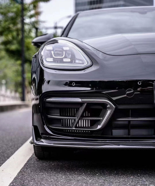 Porsche Panamera 971.2 RWD/Base/4/4S 2021 2022 2023 (base bumper only) with Aftermarket Parts - Front Air Intakes Pre-preg Carbon Fiber from Ventus Veloce