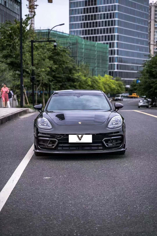 Porsche Panamera 971.2 RWD/Base/4/4S 2021 2022 2023 (base bumper only) with Aftermarket Parts - Front Lip Pre-preg Carbon Fiber from Ventus Veloce