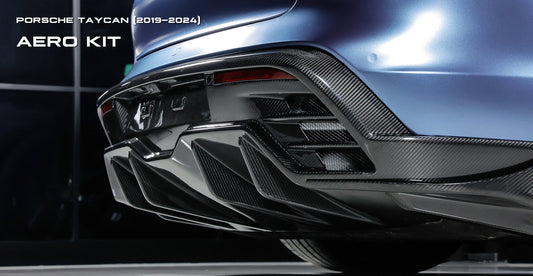 Porsche Taycan & Cross Turismo Base/4/4S/GTS 2020 2021 2022 2023 2024 with Aftermarket Parts - Rear Diffuser Pre-preg Carbon Fiber from Ventus Veloce