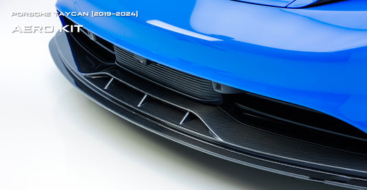 Porsche Taycan & Cross Turismo Base/4/4S/GTS 2020 2021 2022 2023 2024 with Aftermarket Parts - Front Lip Pre-preg Carbon Fiber from Ventus Veloce