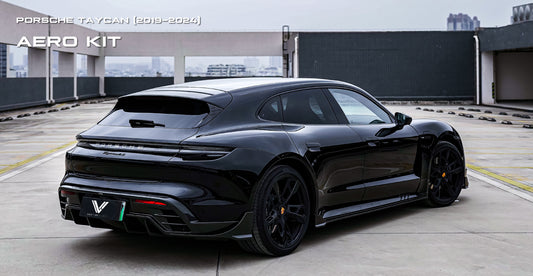 Porsche Taycan & Cross Turismo Base/4/4S/GTS 2020 2021 2022 2023 2024 with Aftermarket Parts - Rear Diffuser Pre-preg Carbon Fiber from Ventus Veloce
