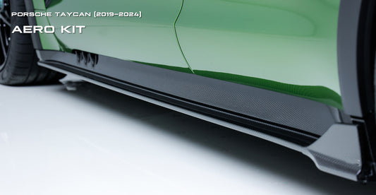 Porsche Taycan & Cross Turismo Base/4/4S/GTS/Turbo/Turbo S 2020 2021 2022 2023 2024 with Aftermarket Parts - Side Skirts Pre-preg Carbon Fiber from Ventus Veloce