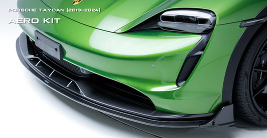 Porsche Taycan & Cross Turismo Base/4/4S/GTS 2020 2021 2022 2023 2024 with Aftermarket Parts - Front Lip Pre-preg Carbon Fiber from Ventus Veloce
