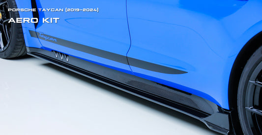 Porsche Taycan & Cross Turismo Base/4/4S/GTS/Turbo/Turbo S 2020 2021 2022 2023 2024 with Aftermarket Parts - Side Skirts Pre-preg Carbon Fiber from Ventus Veloce