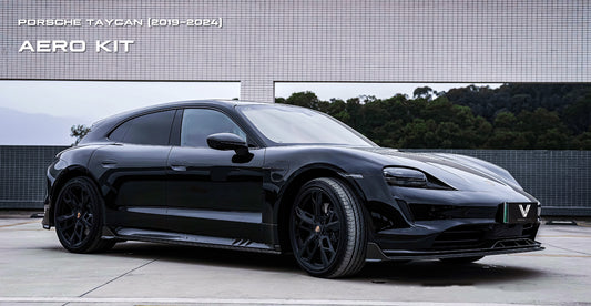 Porsche Taycan & Cross Turismo Base/4/4S/GTS/Turbo/Turbo S 2020 2021 2022 2023 2024 with Aftermarket Parts - Side Skirts Pre-preg Carbon Fiber from Ventus Veloce