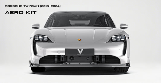 Porsche Taycan & Cross Turismo Base/4/4S/GTS 2020 2021 2022 2023 2024 with Aftermarket Parts - Front Lip Pre-preg Carbon Fiber from Ventus Veloce