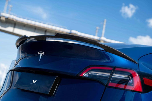 Tesla Model Y/P 2020 2021 2022 2023 2024 with Aftermarket Parts - Rear Spoiler Pre-preg Carbon Fiber from Ventus Veloce