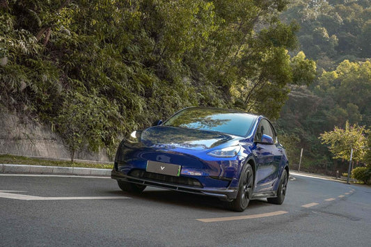 Tesla Model Y/P 2020 2021 2022 2023 2024 with Aftermarket Parts - Front Lip Pre-preg Carbon Fiber from Ventus Veloce
