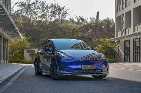 Tesla Model Y/P 2020 2021 2022 2023 2024 with Aftermarket Parts - Front Lip Pre-preg Carbon Fiber from Ventus Veloce