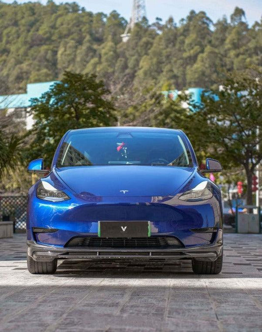 Tesla Model Y/P 2020 2021 2022 2023 2024 with Aftermarket Parts - Front Lip Pre-preg Carbon Fiber from Ventus Veloce