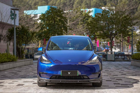 Tesla Model Y/P 2020 2021 2022 2023 2024 with Aftermarket Parts - Front Lip Pre-preg Carbon Fiber from Ventus Veloce