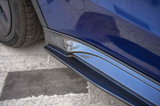 Tesla Model Y/P 2020 2021 2022 2023 2024 with Aftermarket Parts - Side Skirts Pre-preg Carbon Fiber from Ventus Veloce