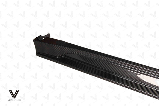 Tesla Model Y/P 2020 2021 2022 2023 2024 with Aftermarket Parts - Side Skirts Pre-preg Carbon Fiber from Ventus Veloce
