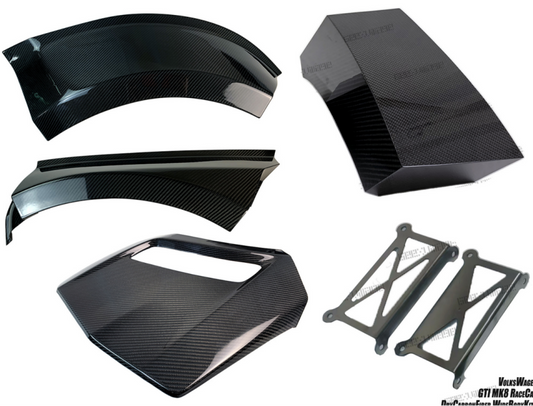 Volkswagen Golf GTI R MK8 2022-ON with Aftermarket Parts - Rear Quarter Panel Flares Set Carbon Fiber from Geex Village
