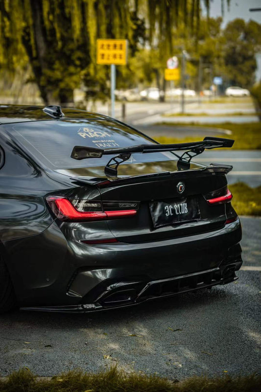 BMW 3 Series M340i 330i (With M-Package Bumper, does not fit base model) G20 G21 Pre-LCI 2019 2020 2021 2022 with Aftermarket Parts - V1 Style Rear Diffuser & Lower Splitters PP from Yofer USA