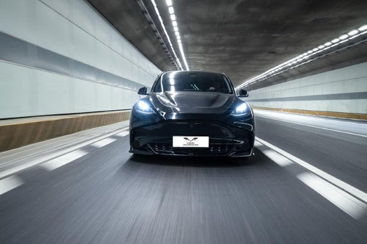 Tesla Model Y / Performance 2021-ON with Aftermarket Parts - Loong Flames Max Front Bumper PP from Yofer USA