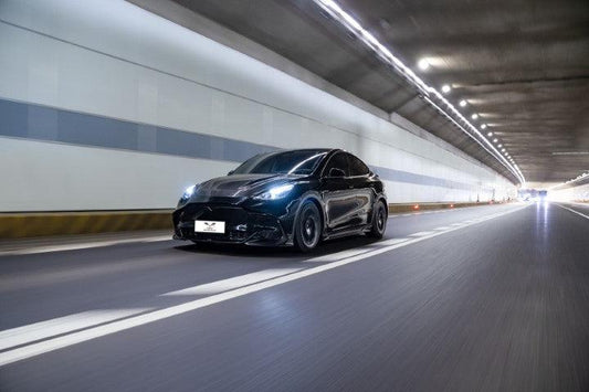Tesla Model Y / Performance 2021-ON with Aftermarket Parts - Loong Flames Max Front Bumper PP from Yofer USA