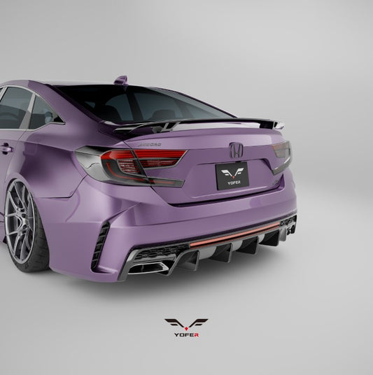 Honda Accord 10th 10.5th Gen 2018-2022 with Aftermarket Parts - V2 Style Rear Spoiler ABS from Yofer USA