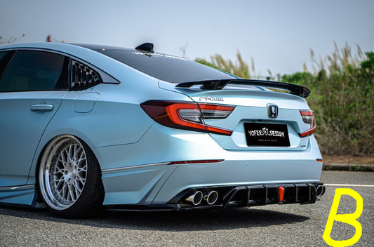 Honda Accord 10th 10.5th Gen 2018-2022 with Aftermarket Parts - V2 Style Rear Diffuser & Rear Canards PP from Yofer USA