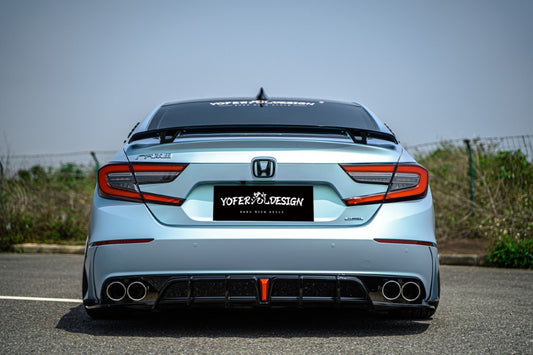 Honda Accord 10th 10.5th Gen 2018-2022 with Aftermarket Parts - V2 Style Rear Diffuser & Rear Canards PP from Yofer USA