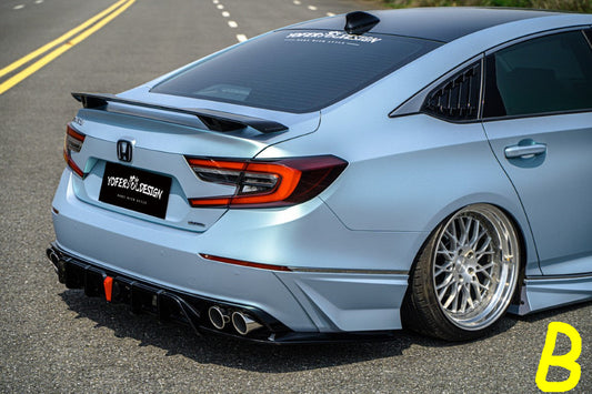 Honda Accord 10th 10.5th Gen 2018-2022 with Aftermarket Parts - V2 Style Rear Diffuser & Rear Canards PP from Yofer USA