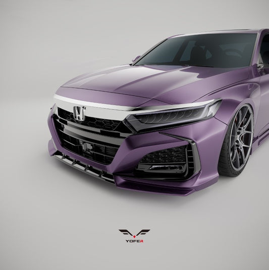 Honda Accord 10th Gen Pre-facelift 2018-2020 with Aftermarket Parts - Front Lip PP from Yofer USA