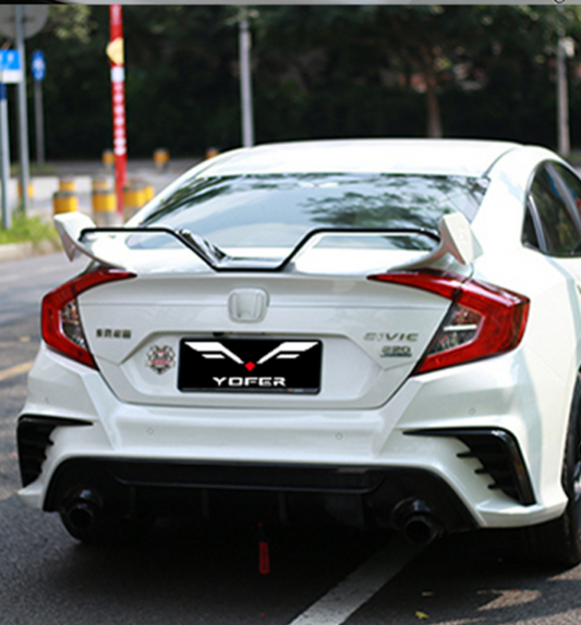 Honda Civic 10th Gen FC1 FC2 FC5 FC6 2016-2021 with Aftermarket Parts - Rear Spoiler ABS from Yofer USA